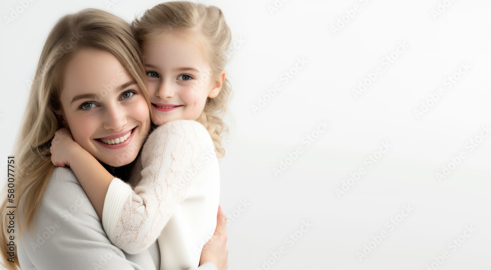 Mother and kid on white background , Generative Ai Mother and kid on white background , Generative Ai
