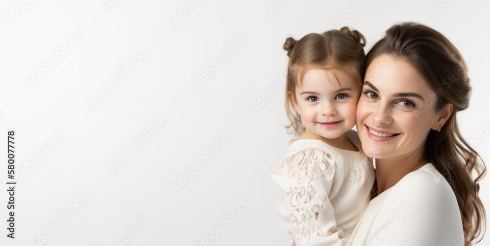 Mother and kid on white background , Generative Ai Mother and kid on white background , Generative Ai