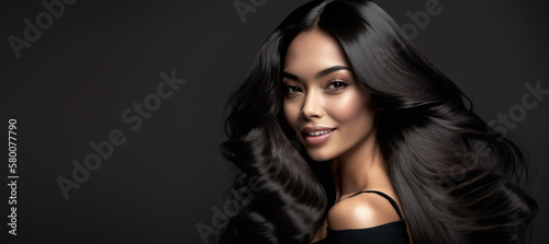 Beauty black  hair women for hair care product , Generative Ai