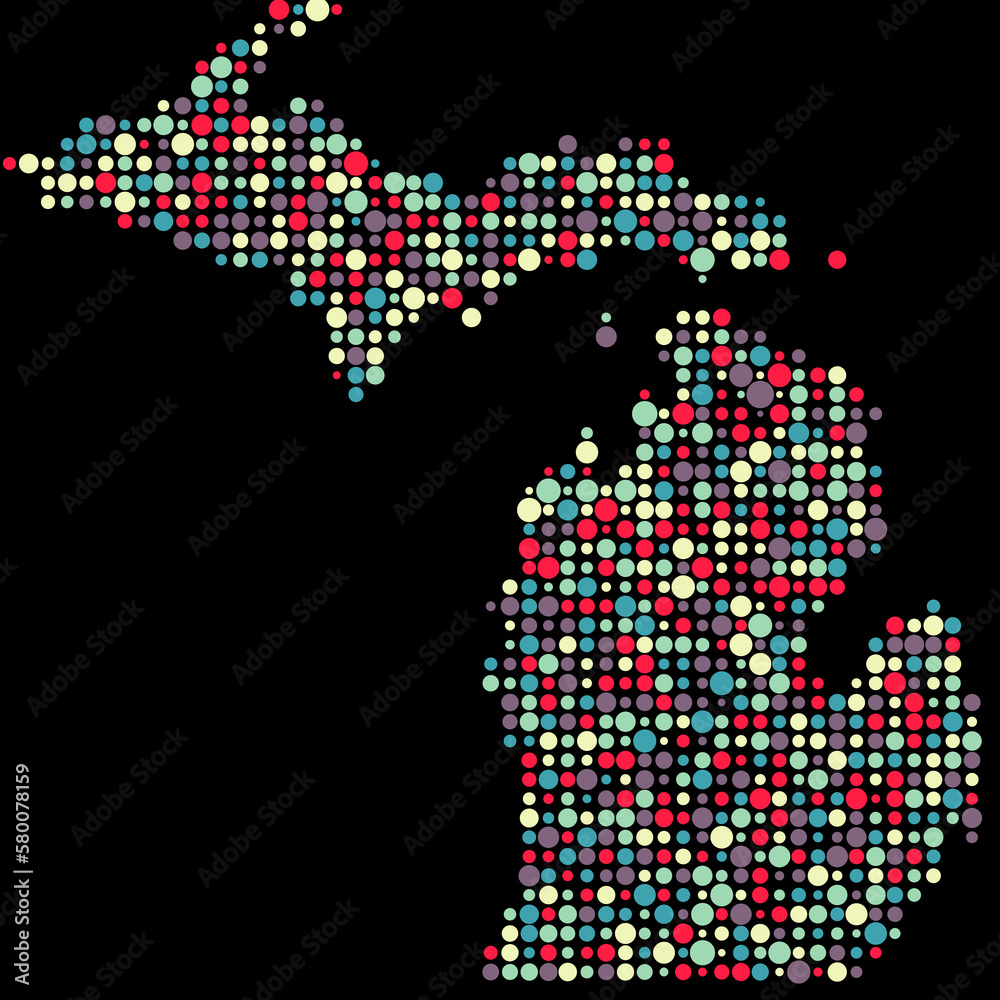 Michigan Silhouette Pixelated pattern map illustration Michigan Silhouette Pixelated pattern map illustration