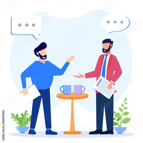 Illustration vector graphic cartoon character of discussions