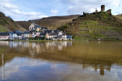 the village of Beilstein and the castle at the river moselle in Germany