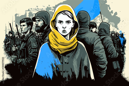 Poster illustration of Ukrainians under occupation  2d vector poster.