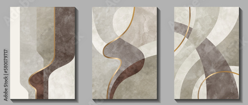 Abstract set geometric watercolor art background for poster, postcard, brochure, cards, flyer. Creative vector modern minimalist artistic illustration with watercolor texture for design interior.