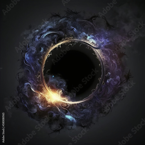 abstract space wallpaper background. dark circle frame. Illustration AI Generative