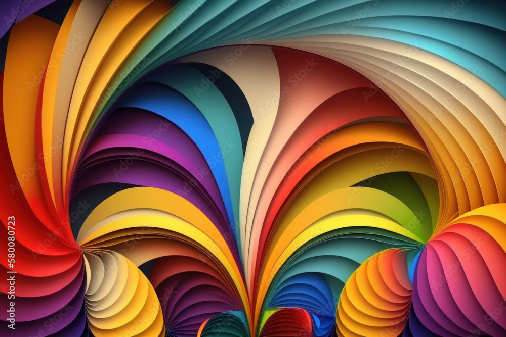Naklejka premium abstract background consisting of colorful arcs. Illustration AI Generative