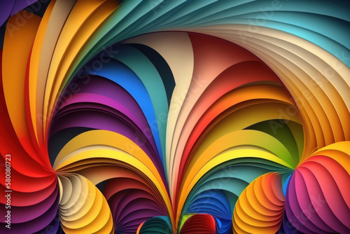abstract background consisting of colorful arcs. Illustration AI Generative