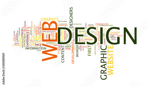 Concepts of web design in a word cloud 