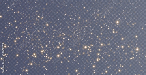 Christmas background. Powder dust light PNG. Magic shining gold and white dust. Fine, shiny dust bokeh particles fall off slightly. Fantastic shimmer effect. Vector illustrator.	

