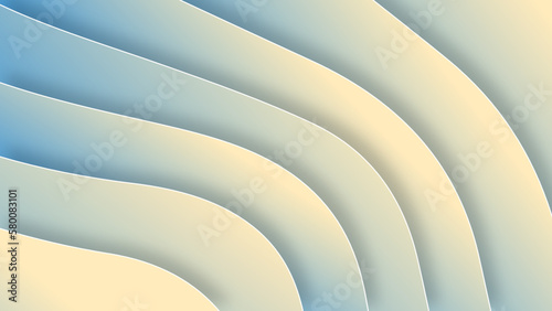 Abstract papercut background. Blue and yellow gradient modern wavy layers composition abstract colorful multi-layer papercut background