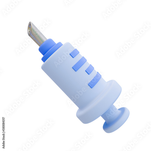 3d minimal needle syringe. ampoule. 3d illustration.