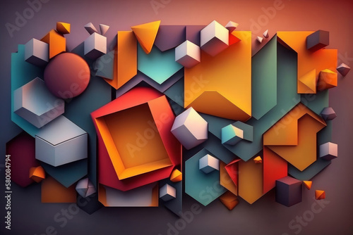 Colorful abstract geometric background. Illustration AI Generative