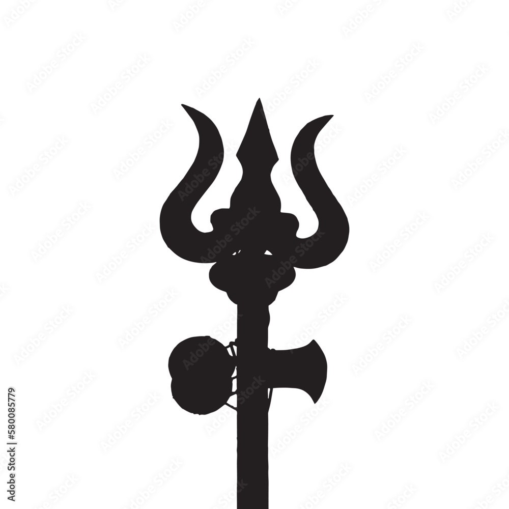 Trishul vector design. Lord shivas trident with damru icon. Black ...
