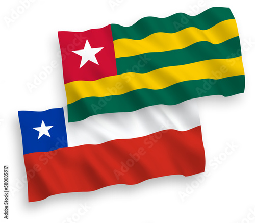 Flags of Togolese Republic and Chile on a white background