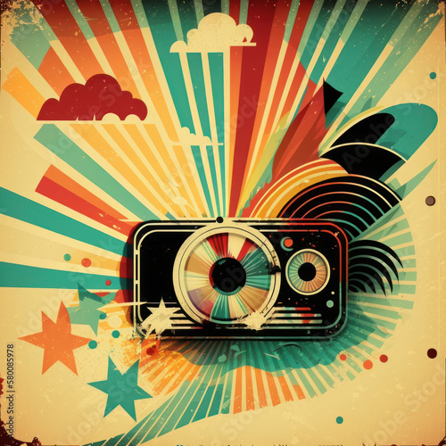 colorful vintage retro background. Illustration AI Generative