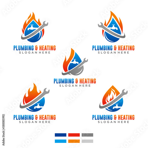 graphic vector of plumbing, heating service Logo Design template