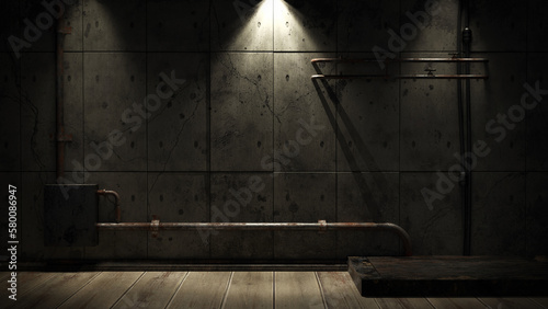 Schilderij op canvas Grunge abstract room with urban metallic background. 3d rendering