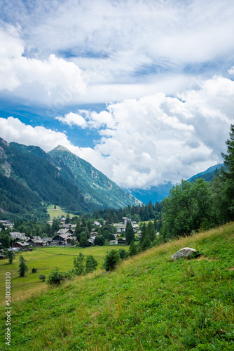 Landscape of the valley of Gressoney Saint Jean, Alps of the Aosta Valley, Italy