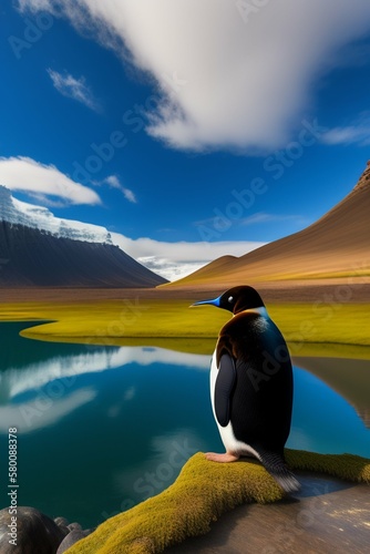 penguin in the mountains