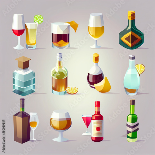 alcohol icons created witch Generative AI technology