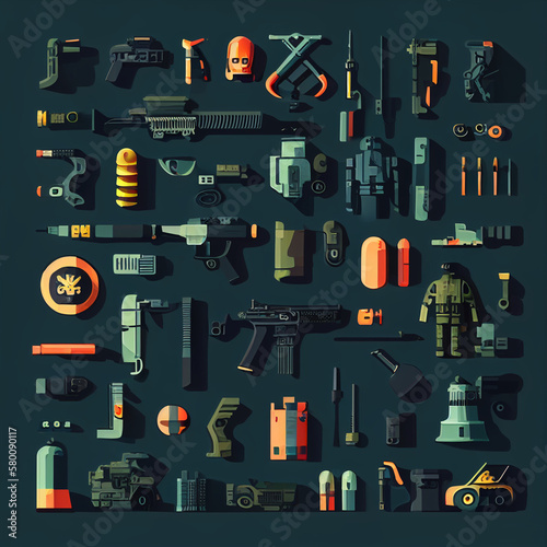 weapons icons created witch Generative AI technology