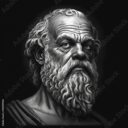 Ancient Greek philosopher Socrates. Created with Generative AI technology. photo