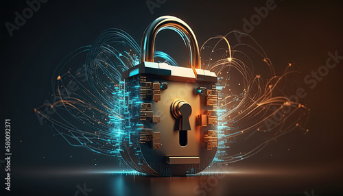 Secure Your Network: Cybersecurity Padlock for Data Protection Created Using Generative Ai