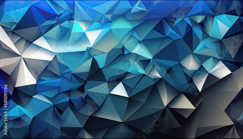 Abstract Illusion, Blue Trianglify Pattern for Inspiration Created Using Generative Ai © Creative Valley