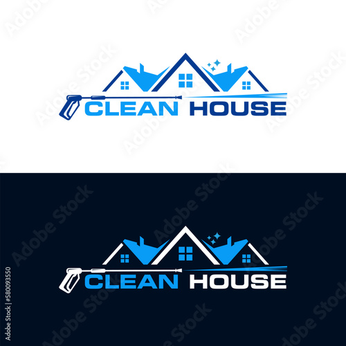 pressure wash home logo design template