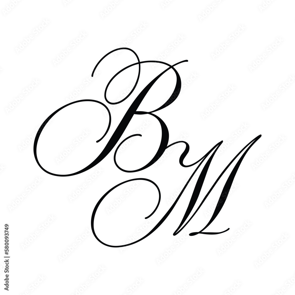 Fototapeta premium BM Calligraphy Monogram initial letters logo