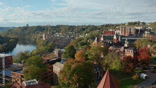 West Virginia University - aerial shot over Stewart Hall library toward main campus. photo