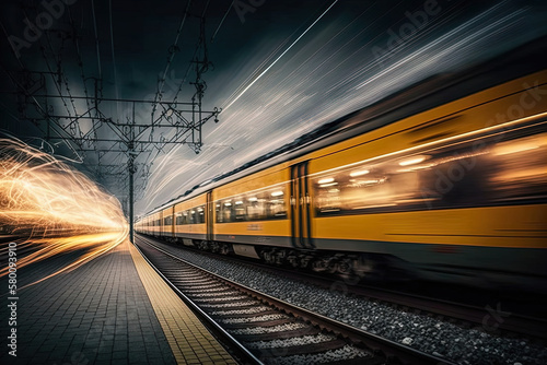Futuristic Fast Moving Train Illustration Series