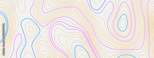 Abstract colorful topographic geometric contour map lines background. Topographic map and landscape terrain texture grid. 