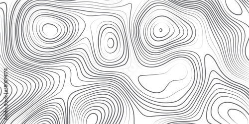 Black and white topographic contour map lines background. 