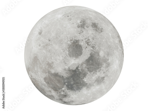 Full Moon Closeup Showing the Details of Lunar Surface and Texture