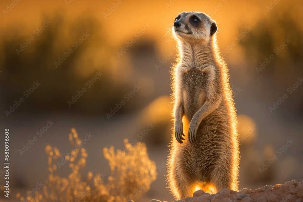 Fototapeta premium meerkat on guard created with Generative AI technology