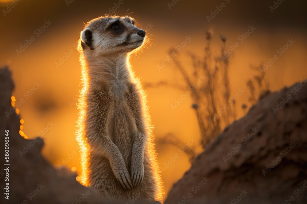 Fototapeta premium meerkat on guard created with Generative AI technology