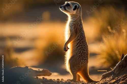meerkat on guard created with Generative AI technology