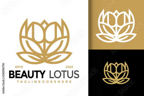 Beauty lotus flowers logo vector icon illustration