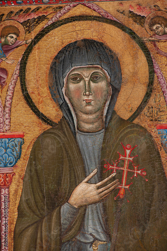 Canvas Print Sainte Clare of Assisi, panel painting in the church of Santa Chiara, Assisi,