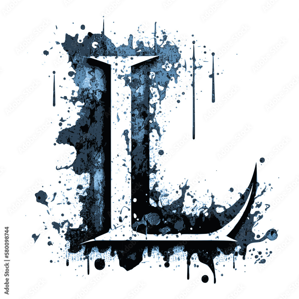 Letter L, Vintage Logo Icon in 3D, Paint and Brush Texture,Dirty Splat ...