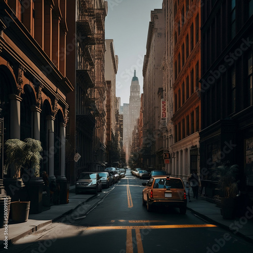 city street scene daytime unsplash, Generative AI