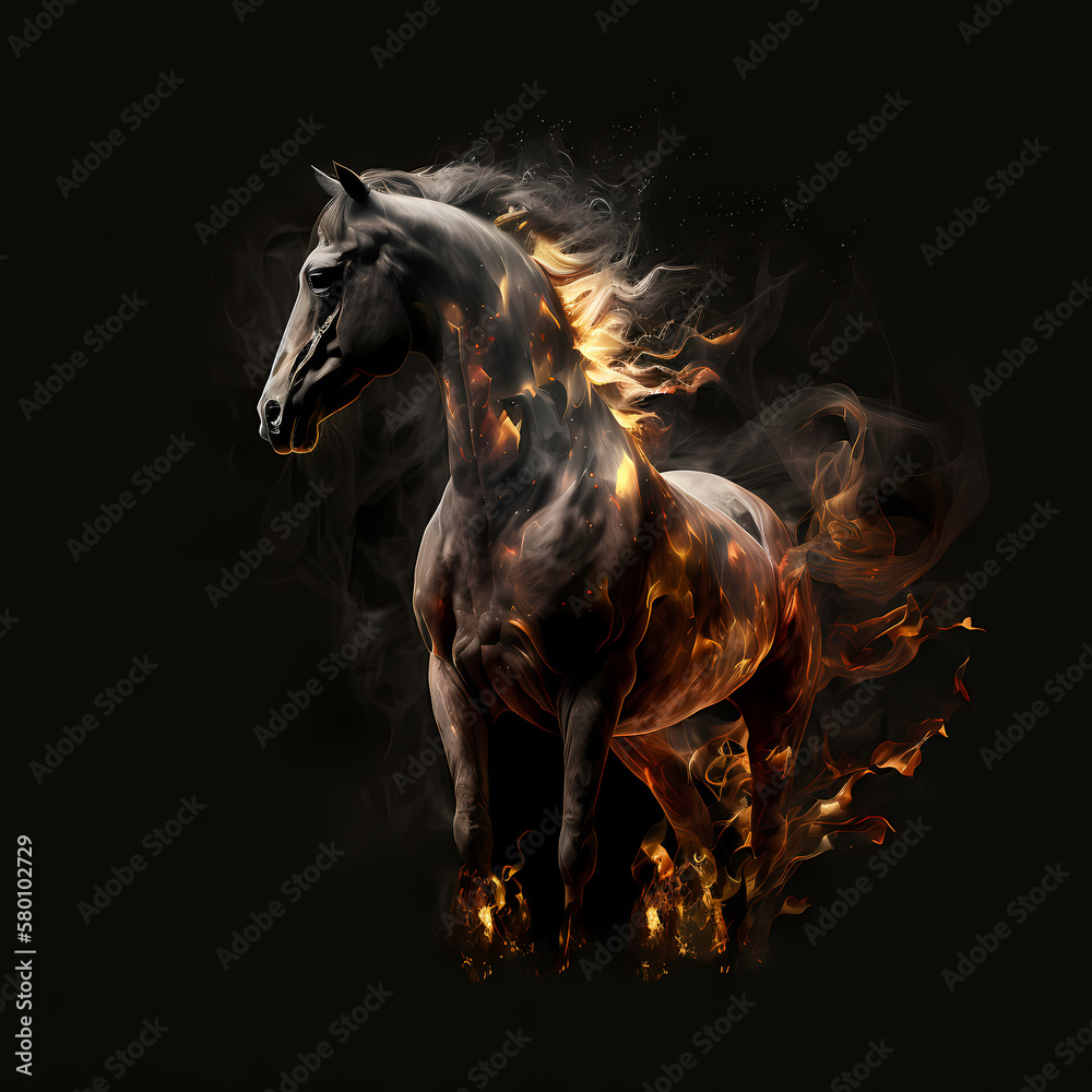 Horse On Fire. Generative AI Horse On Fire. Generative AI