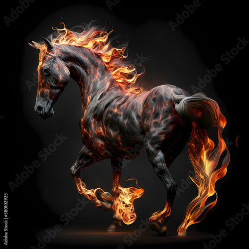 Horse On Fire. Generative AI