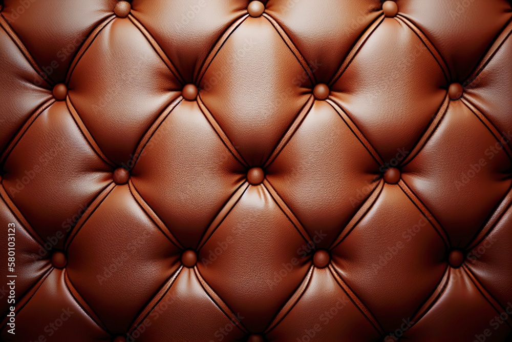 Fototapeta premium Brown Leather Upholstery Background, generative ai 