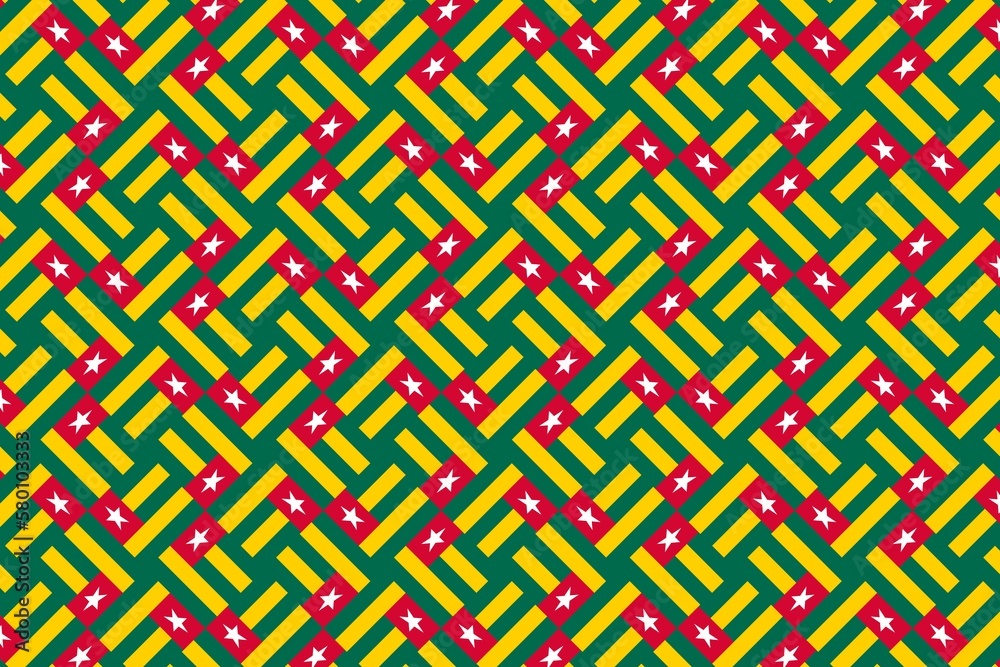 Geometric pattern in the colors of the national flag of Togo. The colors of Togo.