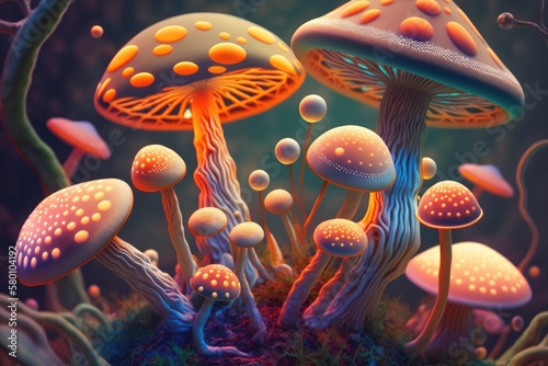 Hallucinogenic mushroom psilocybe close up