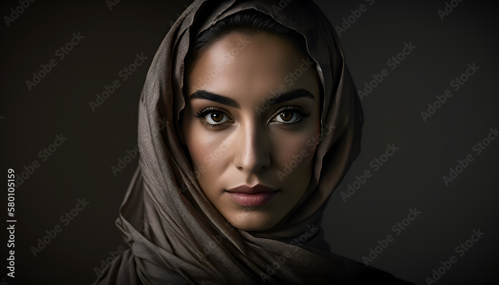 portrait of beautiful woman with burqa in Ramadan