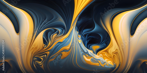 Modern futuristic blue and yellow color background. Created with Generative AI.