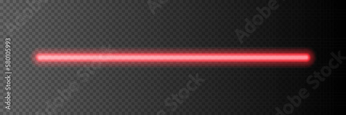 Neon light stick on transparent background. Red led line glowing vector illustration. Electric pink color design for party or clubs